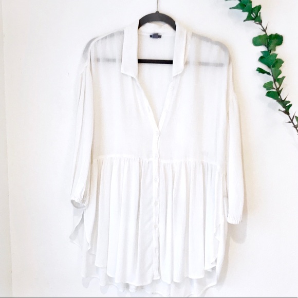 aerie | Tops | White Button Down Flowy 